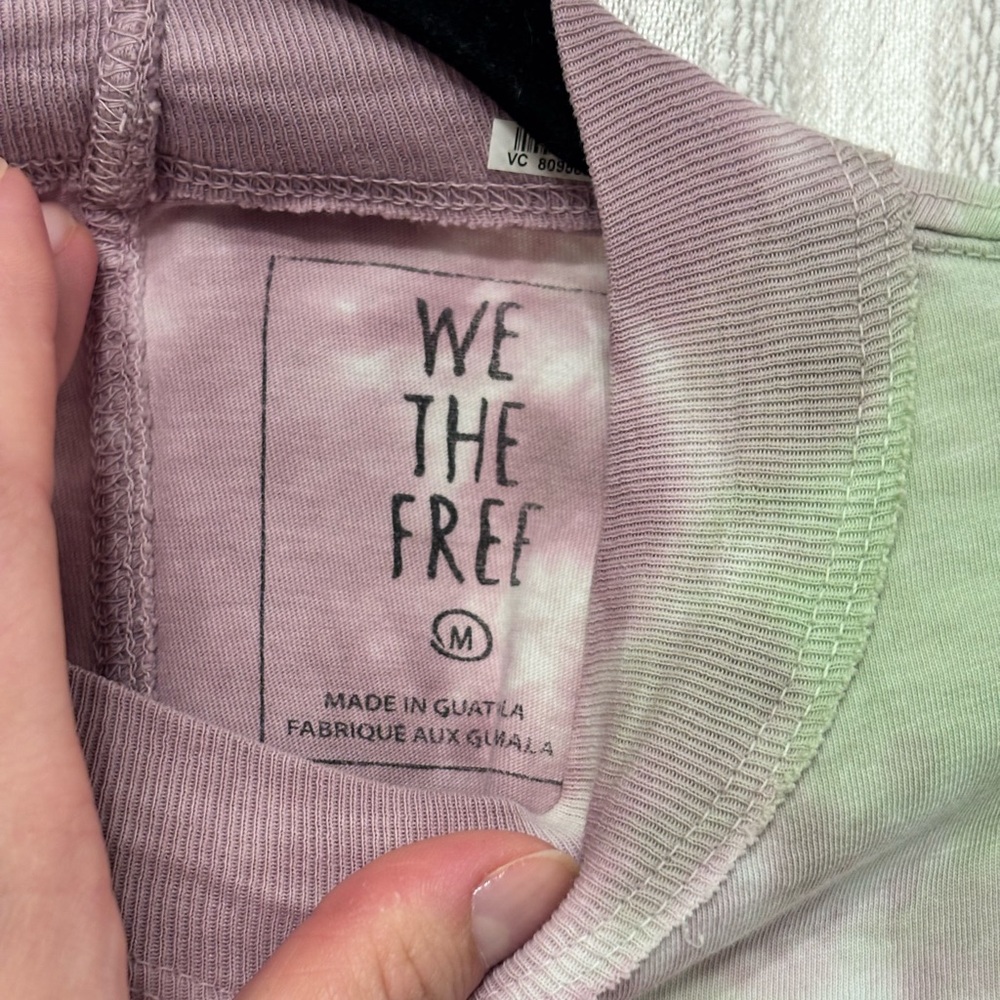 We The Free People Be Free Tie Dye Tee Green Purple Long Sleeve Top Boho M - Picture 5 of 12